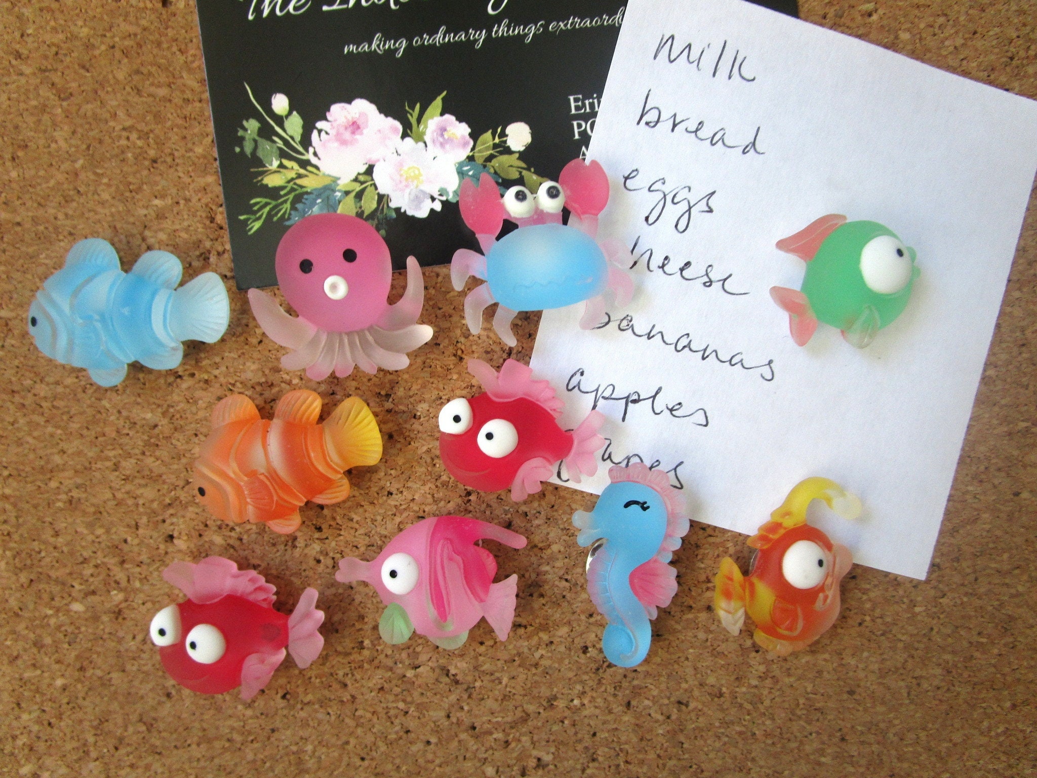 Fish Pushpins, 10 Cute Thumbtacks, Sea Creature Push Pins, Office ...
