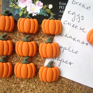 Pumpkin Pushpins, 10 Cute Thumbtacks, Push Pins, Cubicle Decor, Office Decor, Office Supply, Pumpkin Decor, Dorm Room Decor, Fall Decor