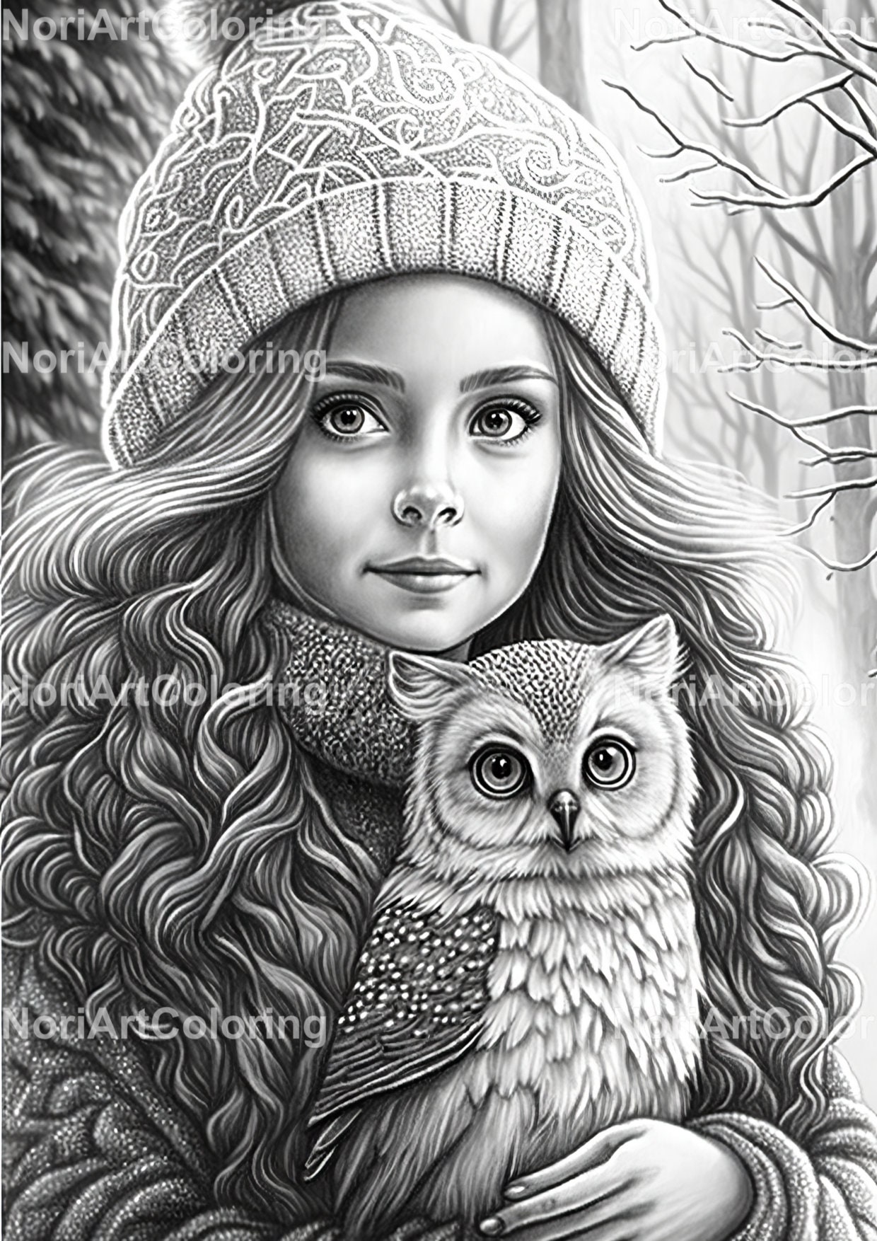 Realistic owl coloring pages