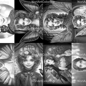 50 Eternal Night Watch Coloring Pages Printable Adult Kids Coloring Pages Download Grayscale Gothic Vampire Women Children Girls image 4