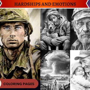 42 Hardships & Emotions in Life Grayscale Coloring Pages | History Coloring Pages | Printable Adult Coloring Pages | Printable PDF