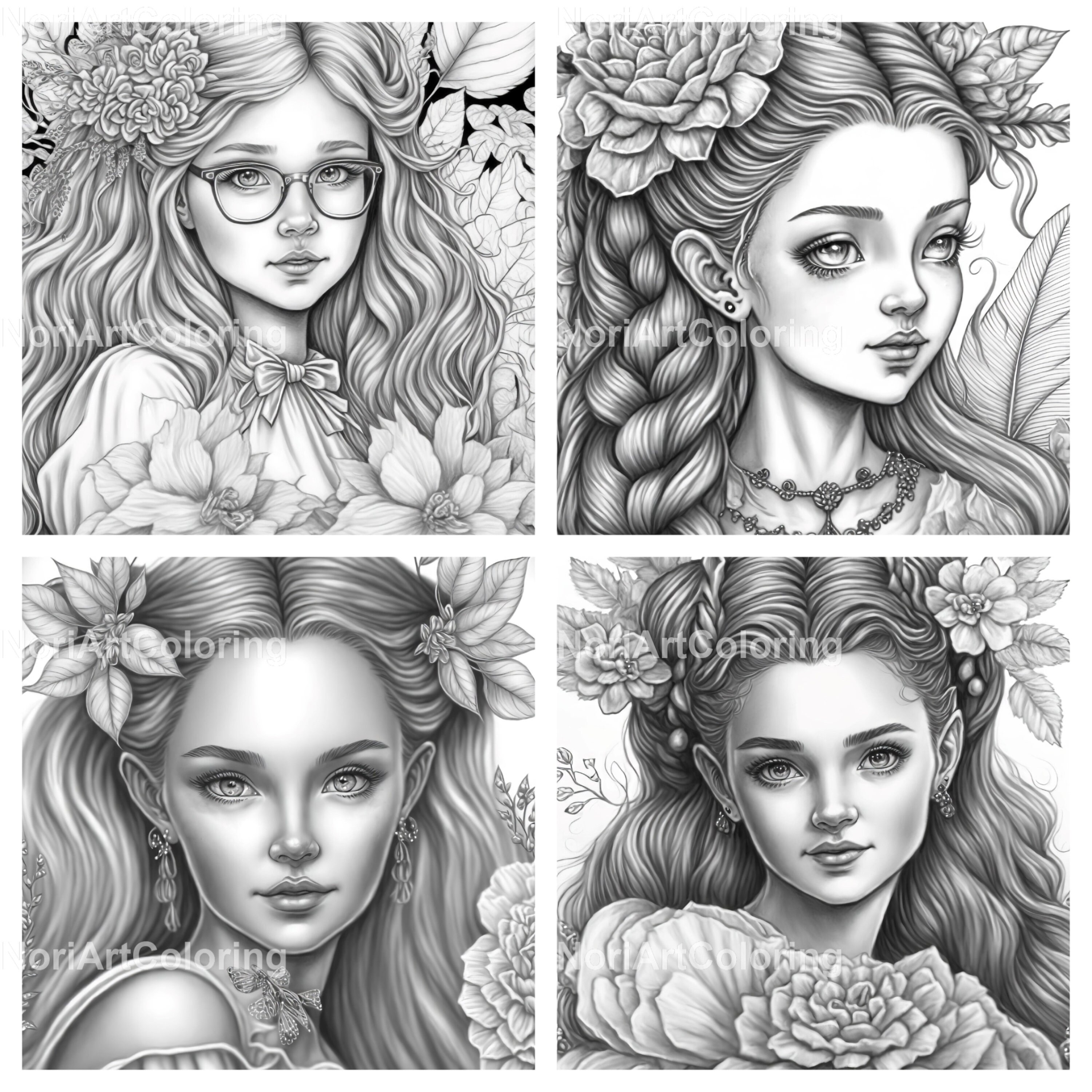 Melancholy March Coloring Set for Adults Instant Download Printable Files 5  Grayscale Illustrations JPG 