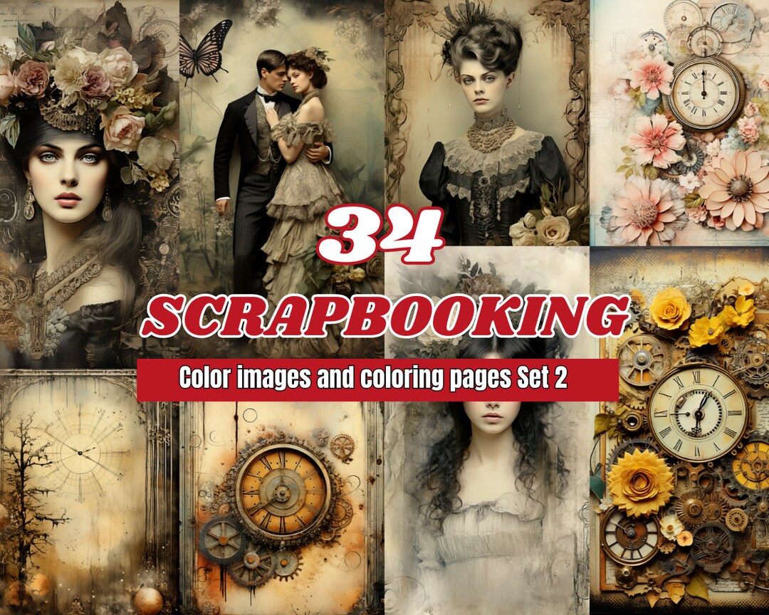 Scrap Coloring Paper 34 Scrapbooking Color Images & Grayscale Coloring Pages Set 2 ...