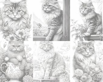 Cats in Glasses: A Grayscale Cats Coloring Book for Adults, Teens and  Gifted Children with High Quality, Detailed Illustrations for Fun,  Relaxation
