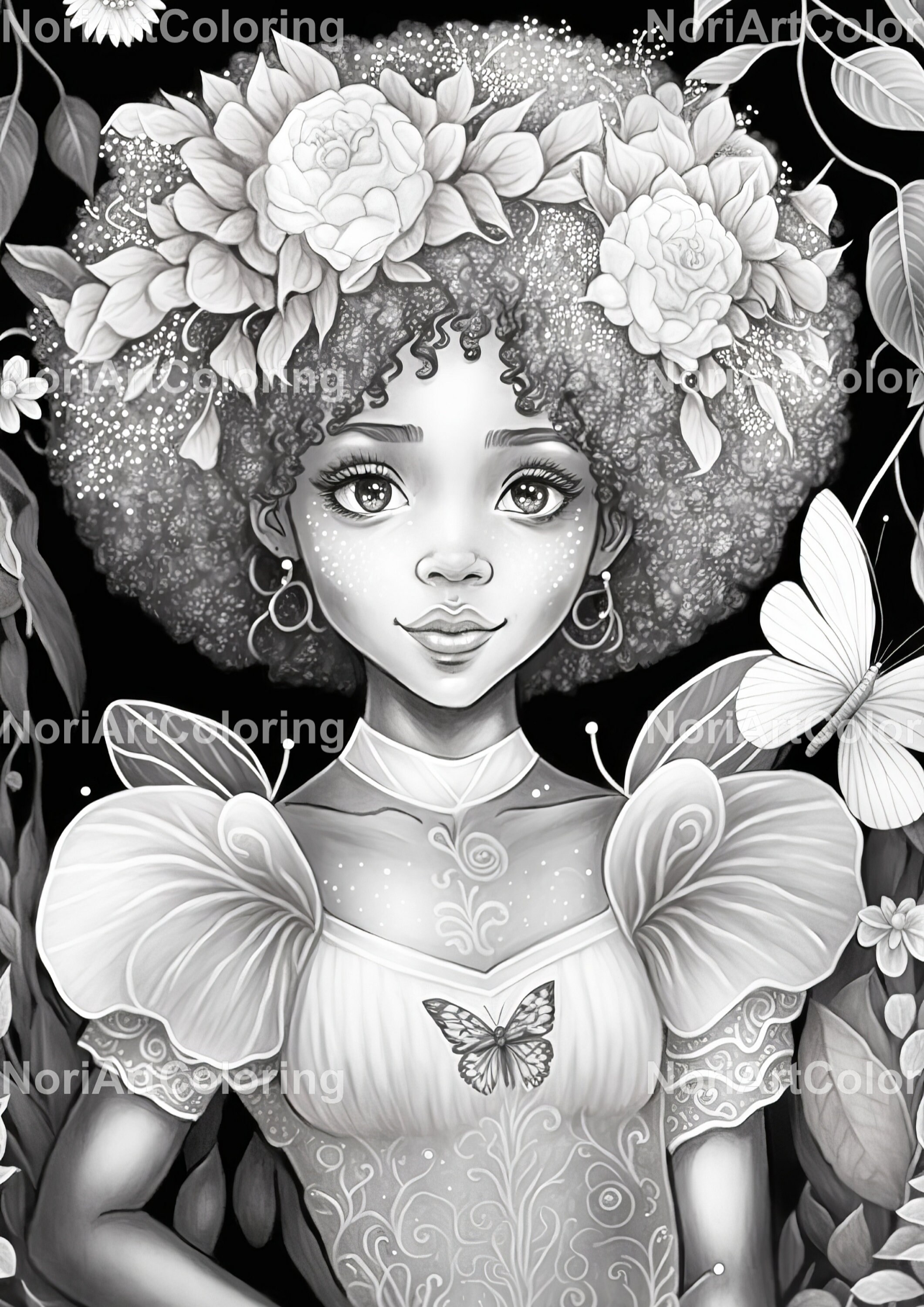 Black Girl Coloring Book For Adults: 28 Beautiful and Elegant  Black Women Grayscale Illustrations with Floral Backgrounds: 9798375184142:  Vibe, Trixie: Books