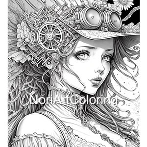 Steampunk Anime Girls Coloring Book 35 Pages Printable Adult Coloring ...