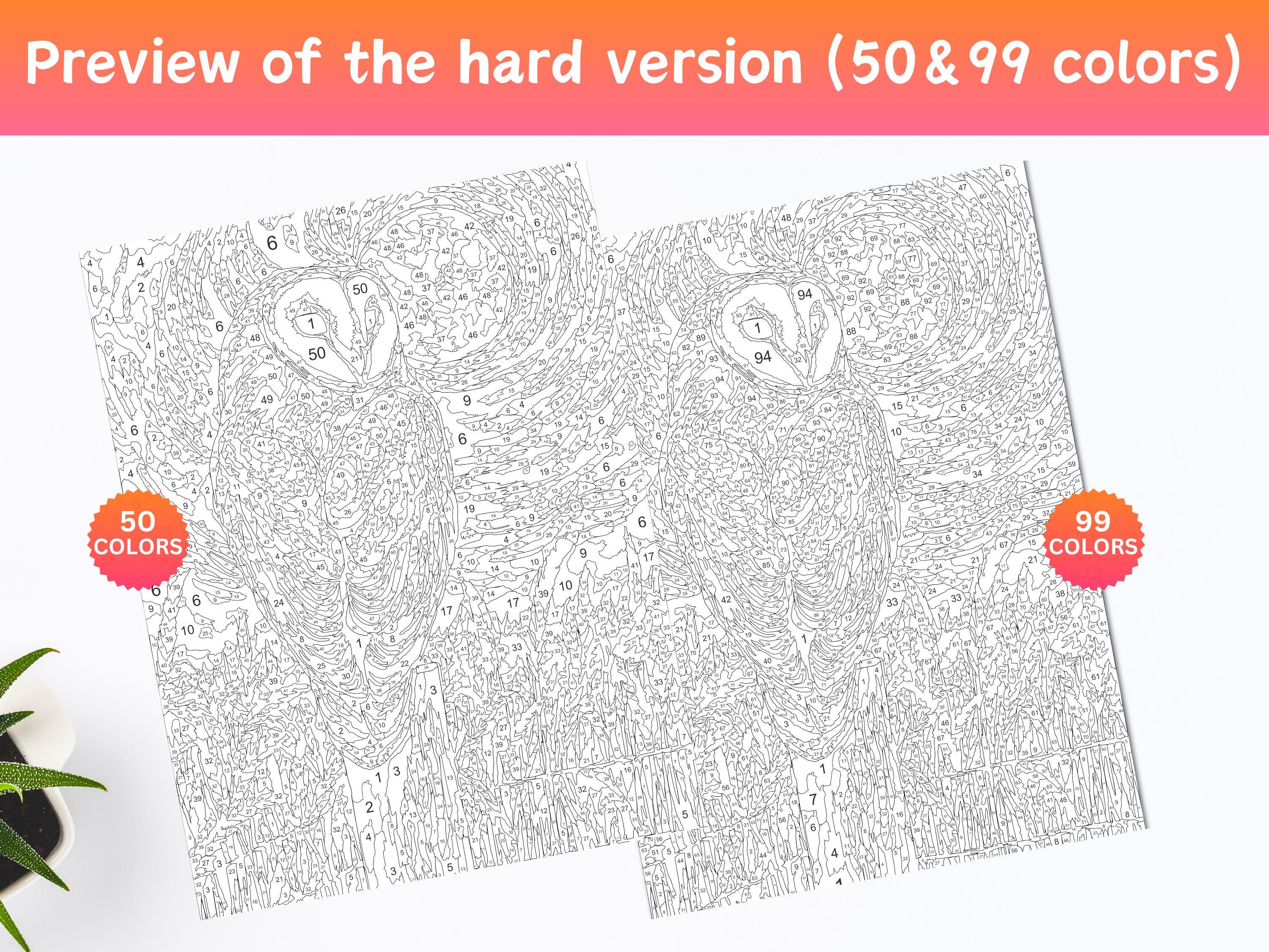 53 Color by Number Pages, Digital Coloring Pages, Paint by Numbers ...