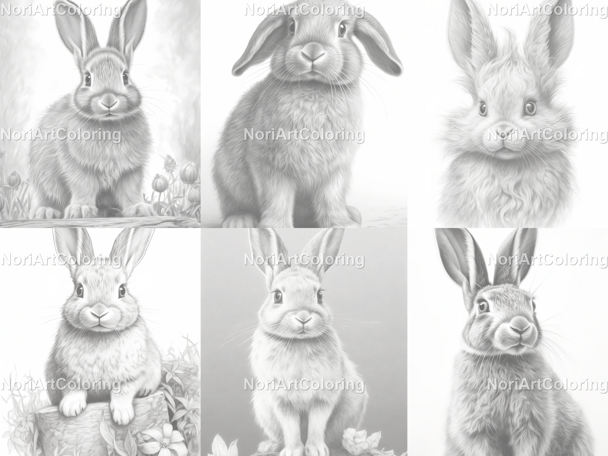 54 Realistic Rabbit Breeds | Species Grayscale Coloring Pages ...