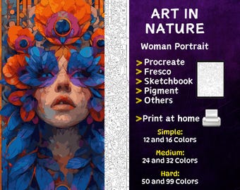 Color by Number, Digital Coloring Pages, Paint by Numbers, Procreate Coloring Book, Adults Coloring Book, Art in Nature 1 Coloring by Number