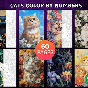 Kit Peinture Par Numéros "Chat Fleur" Sur Toile Encadrée 9x12 Pouces - Relaxant