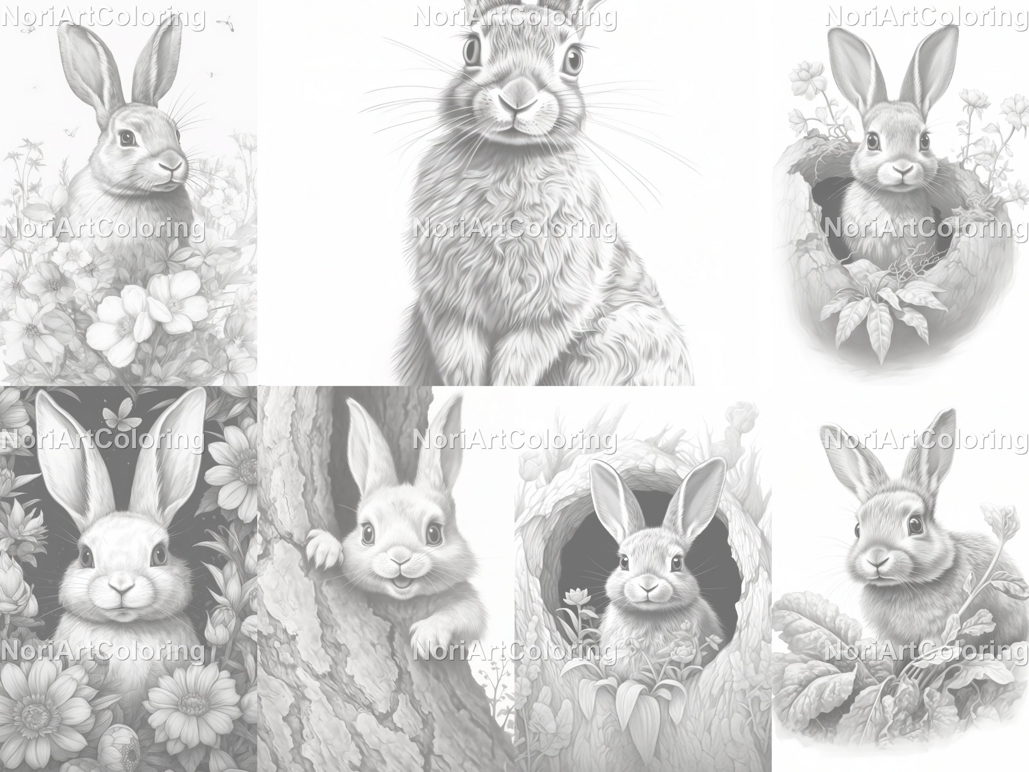 54 Realistic Rabbit Breeds | Species Grayscale Coloring Pages ...