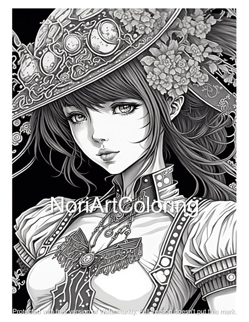 Steampunk Anime Girls Coloring Book 35 Pages Printable - Etsy