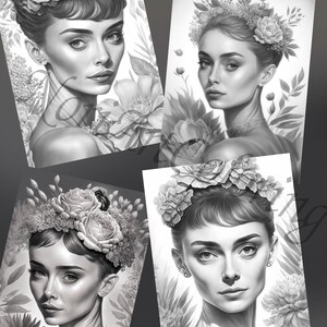Audrey Hepburn Coloring Pages Bundle Printable Adult - Etsy
