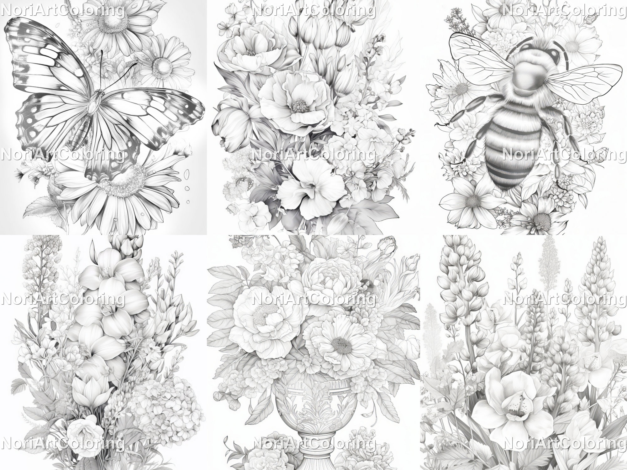 43 Realistic Flowers Coloring Pages - Il Fullxfull.4823439655 Lyhq