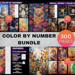 Ultimate Procreate Color by Numbers Bundle Paint by Numbers Procreate Coloring Adults Coloring Bundle Coloring Pages Stress Relief Coloring