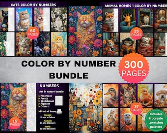 Ultimate Procreate Color by Numbers Bundle Paint by Numbers Procreate Coloring Adults Coloring Bundle Coloring Pages Stress Relief Coloring