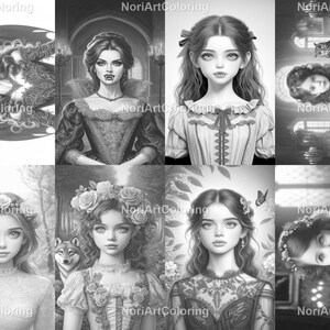 50 Eternal Night Watch Coloring Pages Printable Adult Kids Coloring Pages Download Grayscale Gothic Vampire Women Children Girls image 6