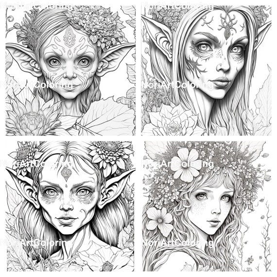 Malbuch Für Erwachsene: Faces Of Fairies, Elves & Goblins – Fantasy-Motive Zum Ausmalen