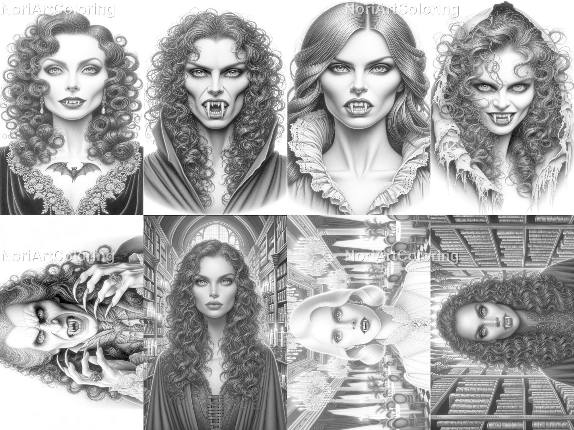 Grayscale Vampire Raphael 38 Vampires Grayscale Coloring Pages | Gothic | Men and Women ...