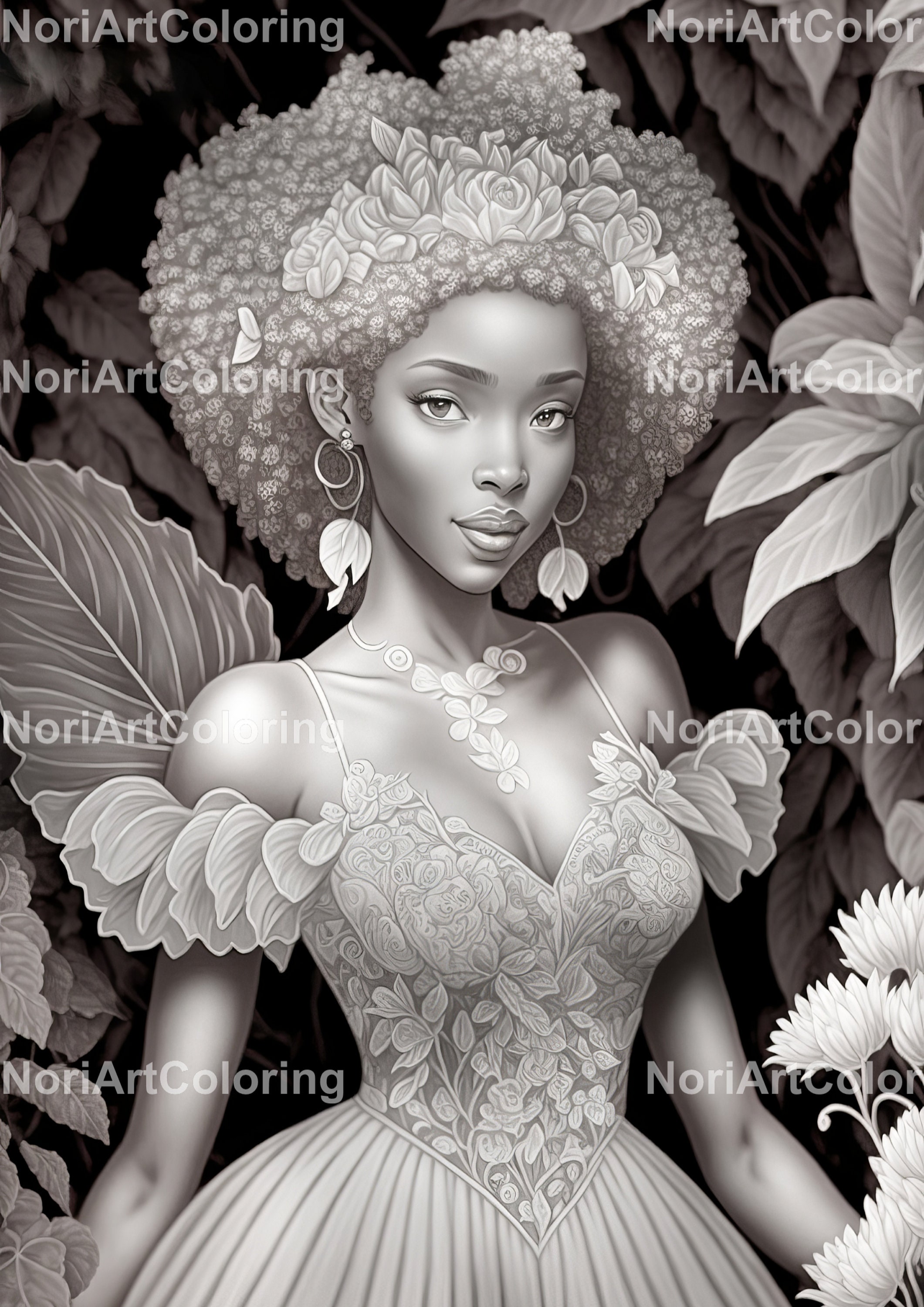 Black Girl Coloring Book For Adults: 28 Beautiful and Elegant  Black Women Grayscale Illustrations with Floral Backgrounds: 9798375184142:  Vibe, Trixie: Books
