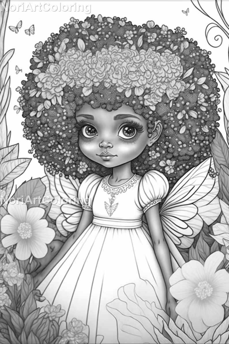 10 Beautiful Afro Fairies Coloring Pages Vol 3 Black Women - Etsy