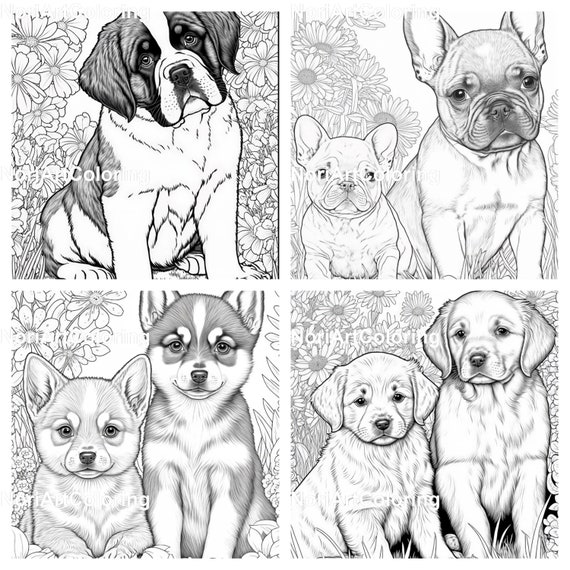 Adult Coloring Book Dogs: Advanced Realistic Dogs Coloring Book