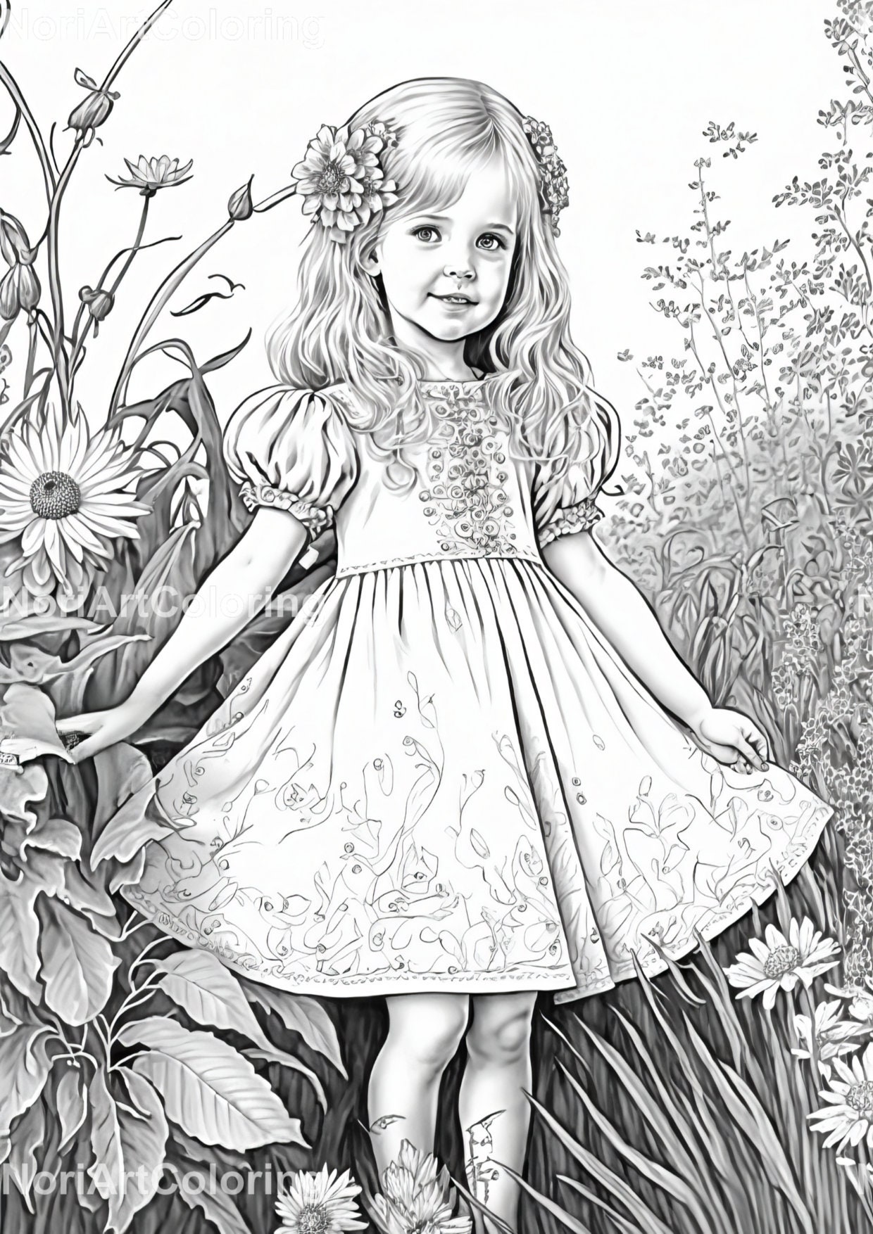 Little Girls Vol 1 14 Printable Coloring Pages AI Generated