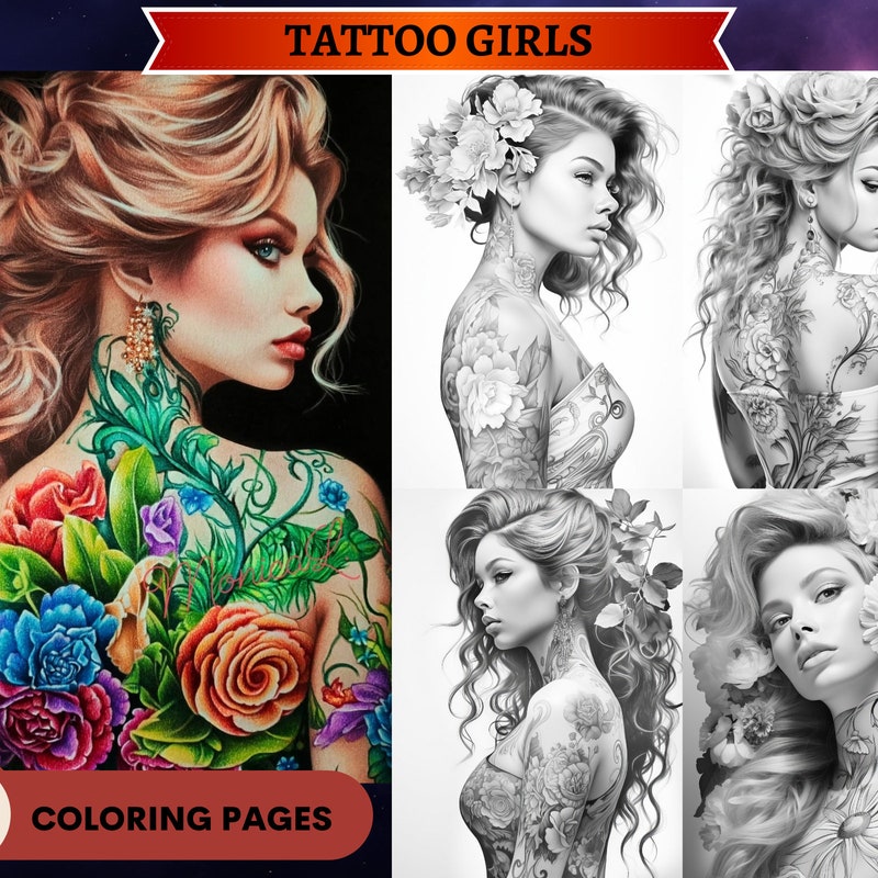 Tattoo Coloring Pages - Etsy