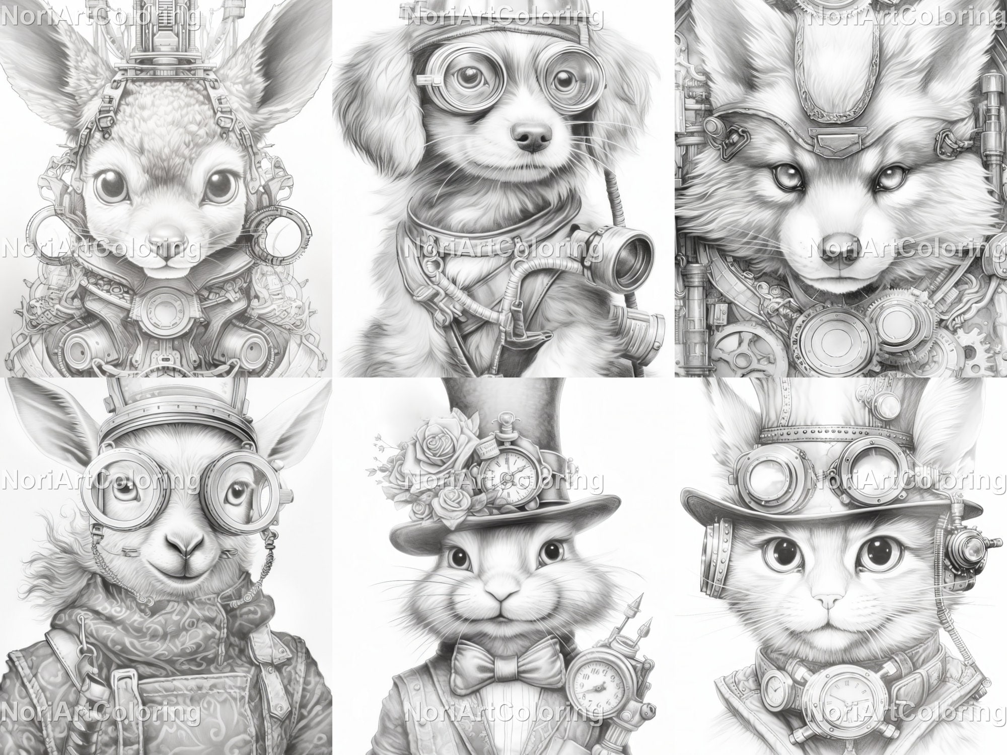 Ink Tracing: Coloring Book: Trace the Lines and Reveal Adorable Steampunk Dogs and Puppies. [Book]