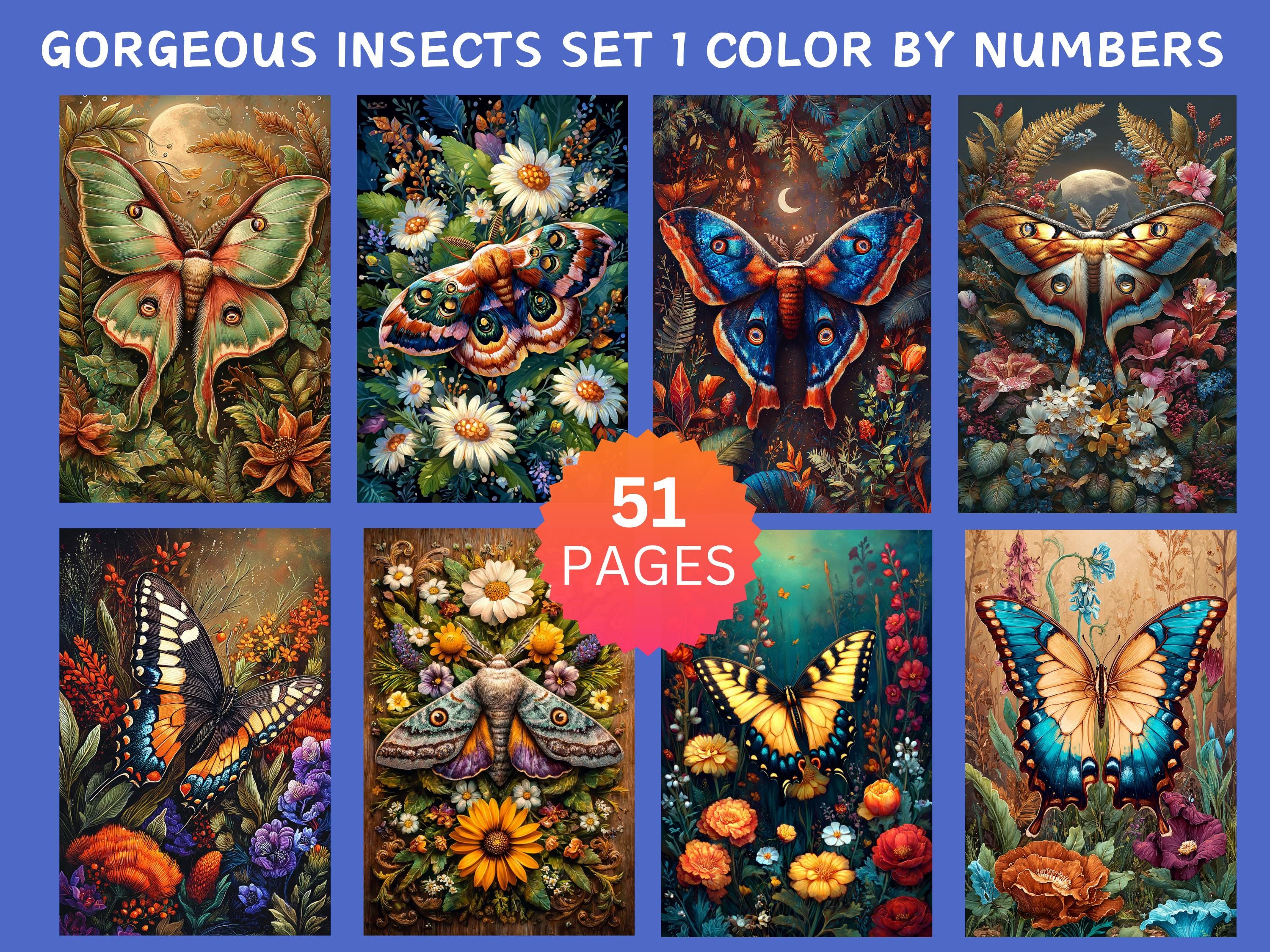Coloring Worksheets Numbers Insect 51 Gorgeous Insects Set 1 Color by Number Pages, Digital Coloring Pages ...