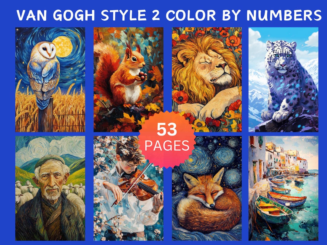 53 Color by Number Pages, Digital Coloring Pages, Paint by Numbers ...