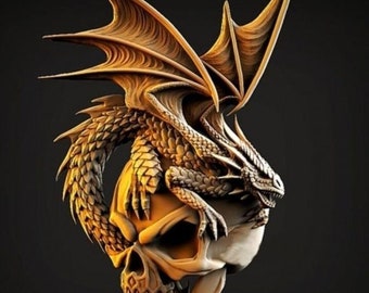 Skull And Dragon - STL Digital File