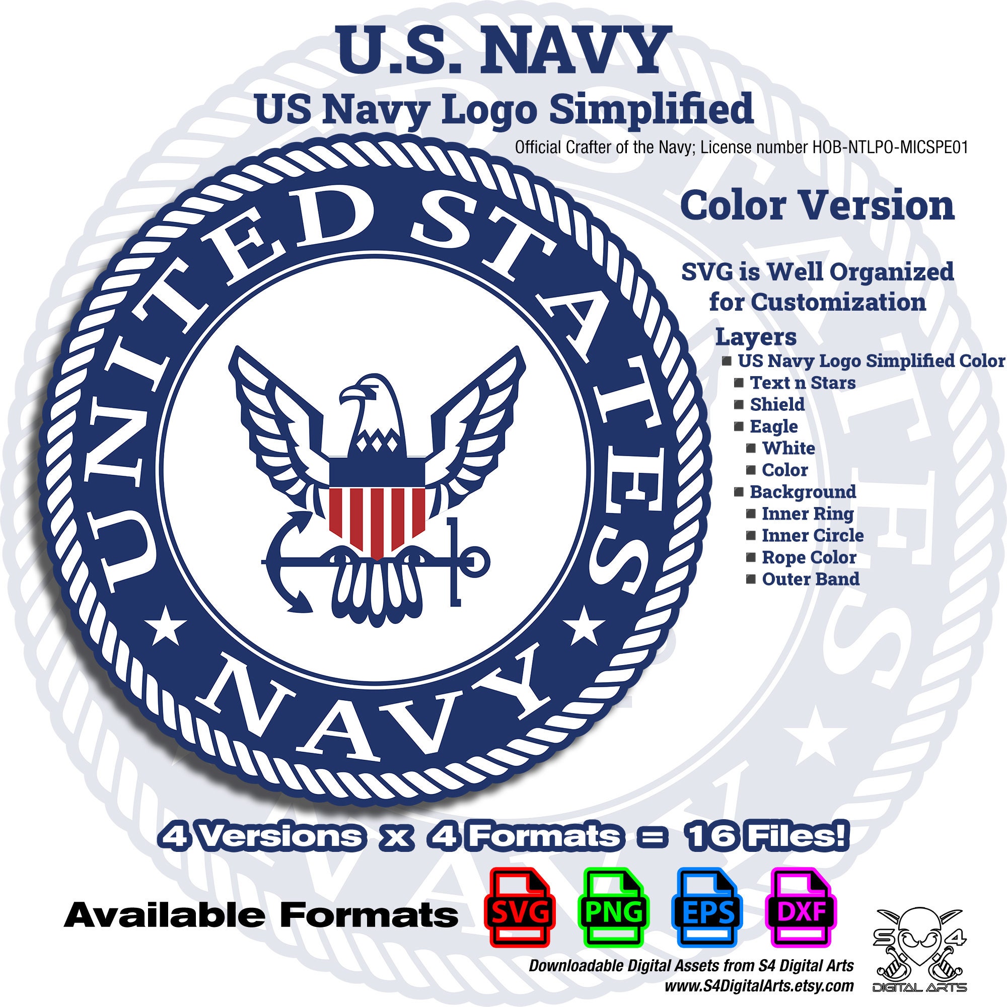 US Navy Logo Simplified | Navy SVG Officially Licensed 16 Files | 1200 ...