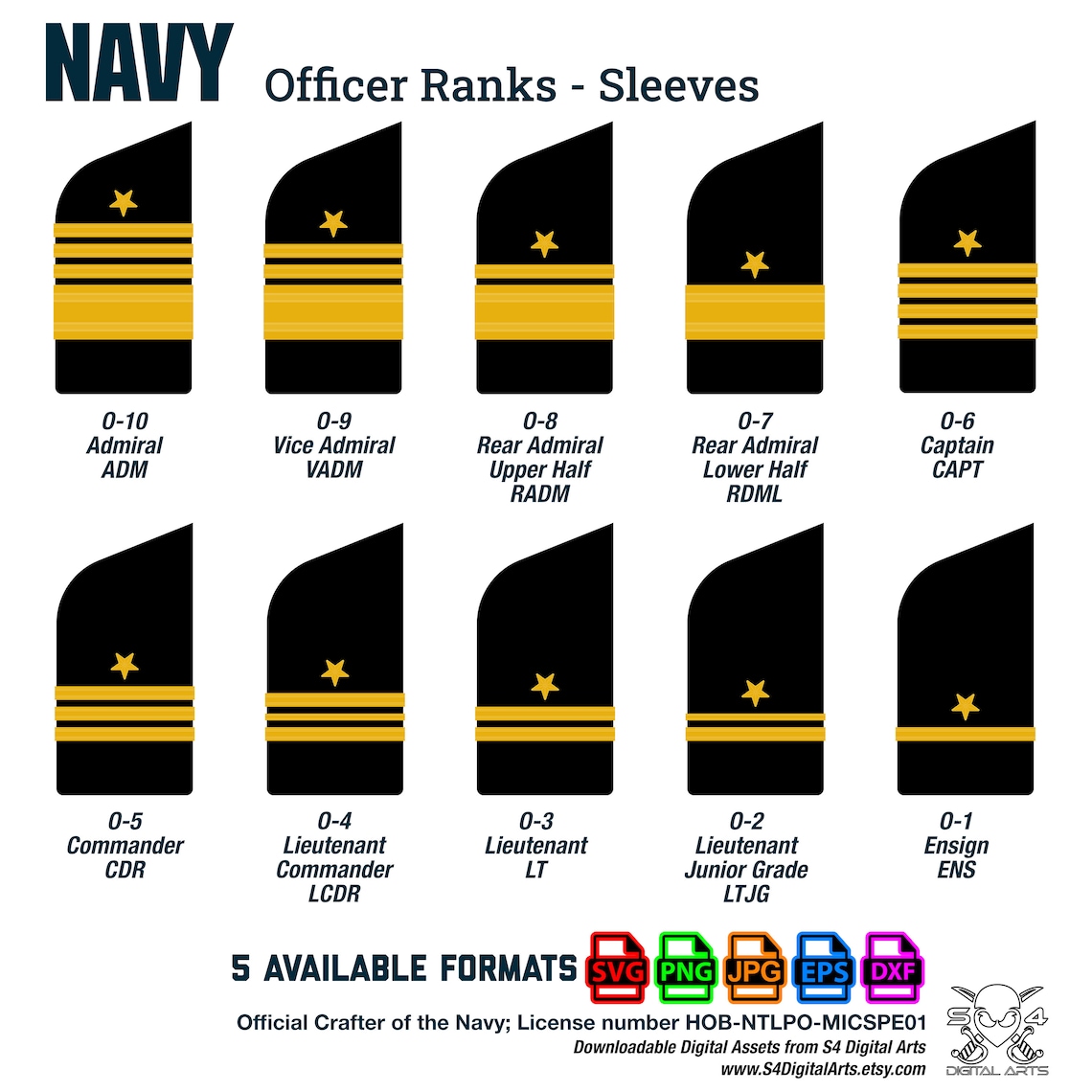 Us navy officer ranks svg png jpg navy dxf eps officially