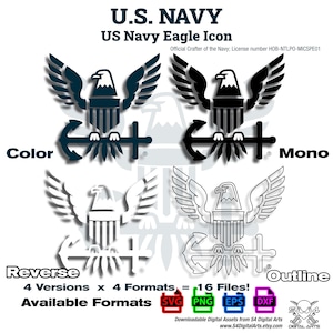 US Navy Eagle Icon SVG Collection: Officially Licensed (Digital Download)