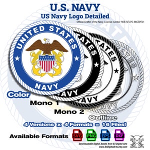 US Navy Military Logo Detailed SVG | Officially Licensed | 16 Files | 1200 dpi Military SVG, Png | Cricut Cut File | Eps Dxf Cnc | Vector