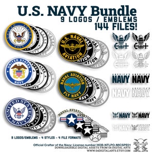 US Navy Bundle! Navy Emblem and Logo Mega Bundle SVG, PNG, Navy Dxf, Eps Bundle with 144 Files, Including Cricut Cut