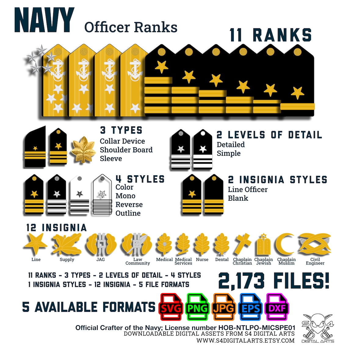 Us navy officer ranks svg png jpg navy dxf eps officially