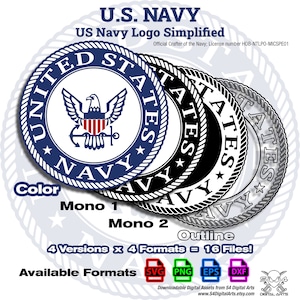 US Navy Logo Simplified | Navy SVG Officially Licensed  16 Files | 1200 DPI Military Svg, Png Svg | Cricut Cut File | Eps Dxf Cnc | Vector