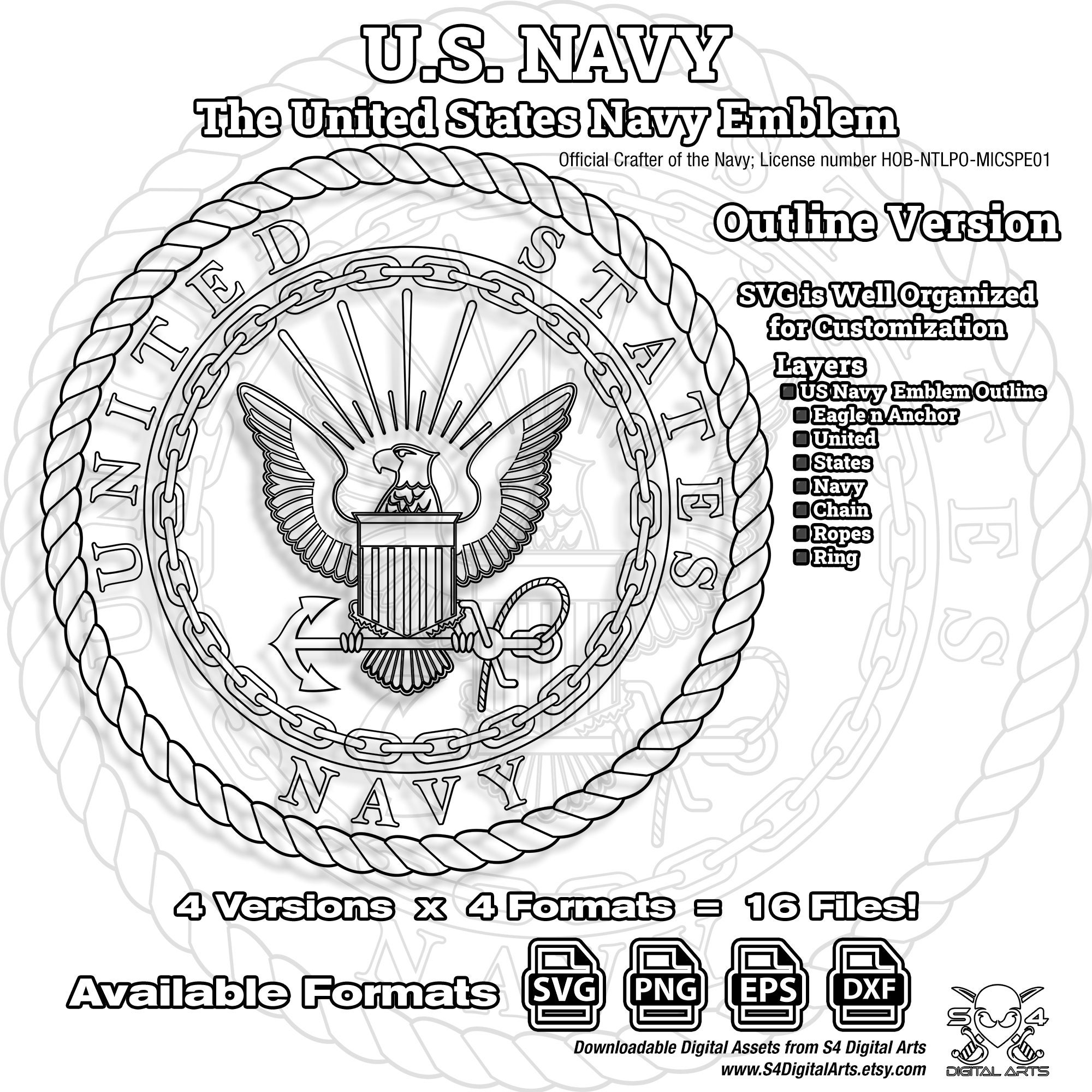 US Navy Emblem Officially Licensed Navy SVG 16 Files 1200 Dpi Png Svg ...