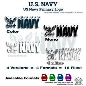 US Navy Primary Logo SVG Collection | Officially Licensed | 16 Military Files for CNC, Glowforge & Laser Engraving