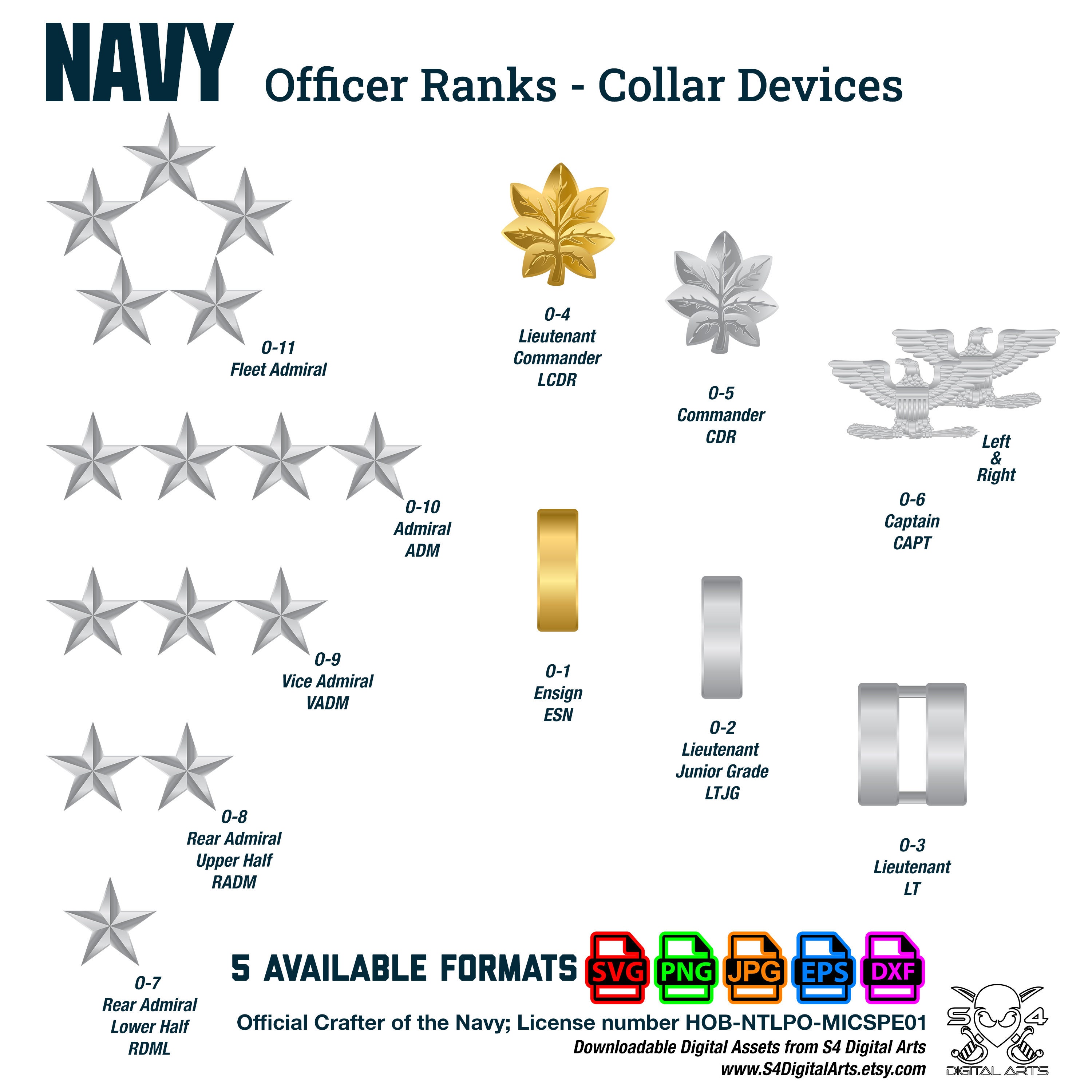 Us navy officer ranks svg png jpg navy dxf eps officially