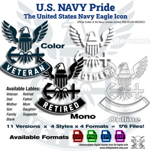 US Navy Pride Eagle Icon Logo SVG Collection | Officially Licensed | 176 High-Quality Military Files for CNC, Vinyl Cutter & Laser Engraving
