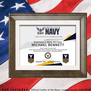 Us Navy Certificate - Etsy