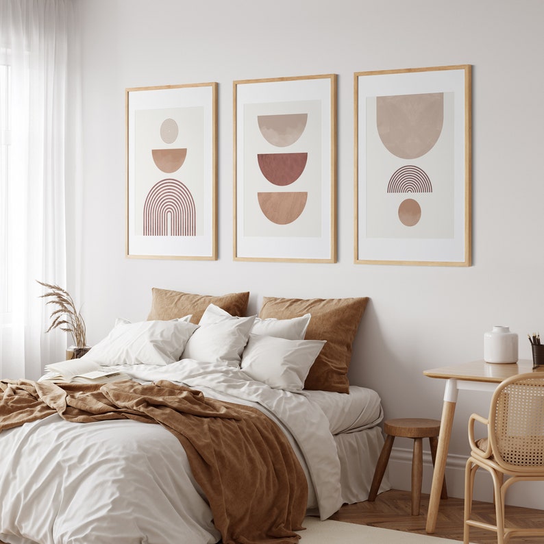 Set of 3 Mid Century Modern Wall Art Print Neutral Wall Art - Etsy