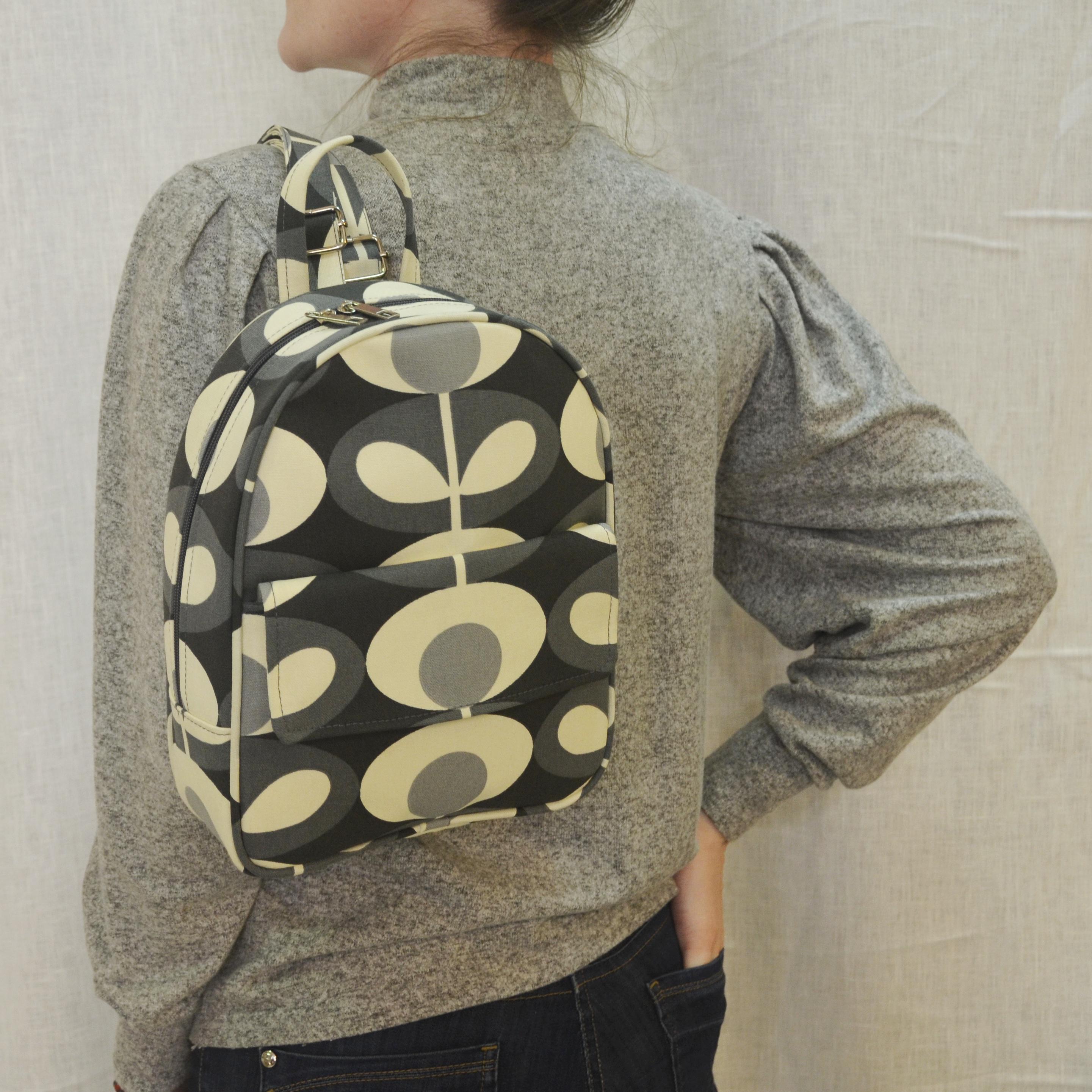 Orla Kiely Bestie Backpack in Flower Tile Charcoal Bestie Backpack For Women Classic Multi Stem | Orla Kiely main image 2