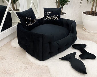 Black sofa for dogs with personalisation, Pet beds, Dog sofa, dog bed furniture, large dog beds, custom dog bed for tiny and big dogs