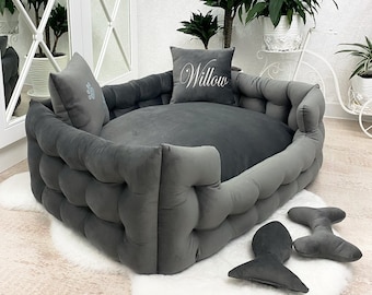 Sofa for large dogs in gray with personalisation, Pet beds, Dog sofa,  dog bed furniture, Extra large dog beds, custom dog bed