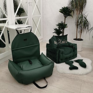 Premium Dog bed + Dog car seat set|for large and small dogs| Custom dog bed, Dog sofa, Dog mom gift, Gift for dog,pet car journey bed|