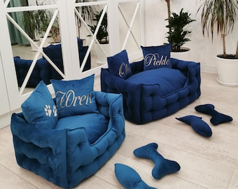 Luxury Dog Bed for All Sizes: Personalized with Name, Comfortable & Stylish Pet Furniture